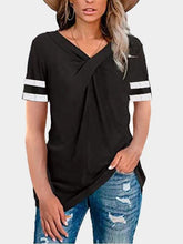 V-neck Twisted Solid Color Short Sleeve T-shirts